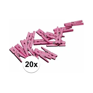 20x Stuks Mini Knijpers Roze - 2 Cm - Geboorte Meisje Knijpertjes - Kaartje Ophangen Kleine Knijpertjes