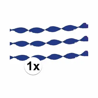 Crepe Papier Feest Slingers/guirlande - 1x - 6 Meter - Blauw - Feestversiering - Uni Kleuren