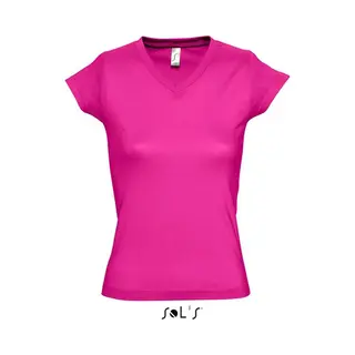 Sol's Dames T-shirt V-hals Fuchsia 100% Katoen Slimfit - Dameskleding Shirts 36