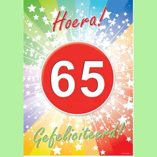 Bellatio Decorations Verjaardag Deurposter - 65 Jaar - 59 X 42 Cm - Leeftijd Feestartikelen