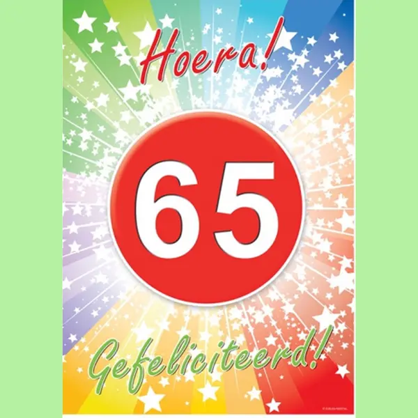 Bellatio Decorations Verjaardag Deurposter - 65 Jaar - 59 X 42 Cm - Leeftijd Feestartikelen thumbnail