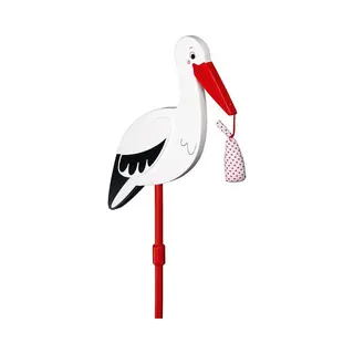 Goki Tuin Ooievaar - Houten Stick - Meisje/jongen Geboorte Deco Bord - 20 X 77 Cm - Baby Geboren