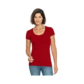 Lemon & Soda Casual Fashion T-shirt - Bodyfit - Dames - Rood - Ronde Hals - Korte Mouwen - Dameskleding - Basic Shirts - Katoen Xl
