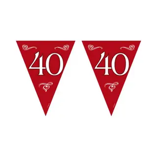 Folat Vlaggenlijnen 40 Jaar - Rood - 10 Meter - Plastic - 40e Jubileum Slingers - Versiering