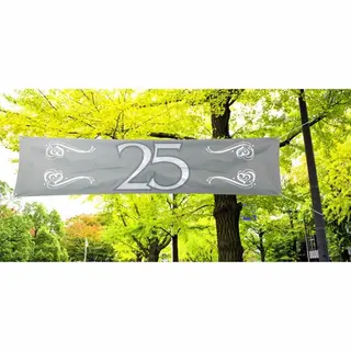 Folat 25 Jaar Jubileum Straat Vlag Banner - Zilver - 180 X 40 Cm - Polyester - Versiering - Getrouwd