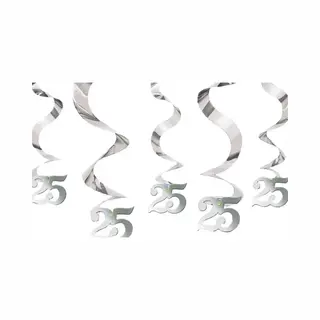 Folat 25 Jaar Jubileum Rotorspiraal - Zilveren Jubileum - 60 Cm - Hangdecoratie/feestartikelen
