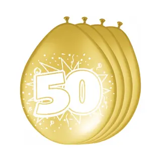 Folat 8x Jubileum Ballonnen 50 Jaar - 30 Cm - Goud - Getrouwd - Feestartikelen En Versiering
