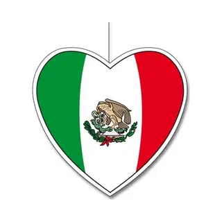Mexico/Mexicaanse Vlag Thema Hangdecoratie Hartje 28 Cm - Feest Versieringen