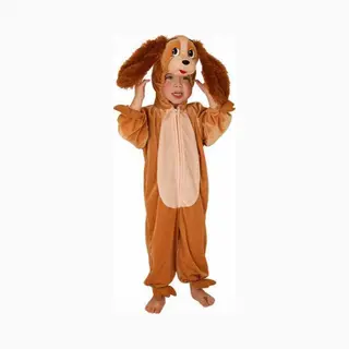 Faram Party Pluche Honden Verkleedkleding Kostuum - Dierenpak - Bruin - Kinderen - Jumpsuit 128
