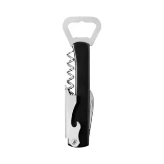Luxe Flesopener/kurkentrekker - Sommeliersmes - Rvs/kunststof - Zwart/zilver - Wijnflessen Opener
