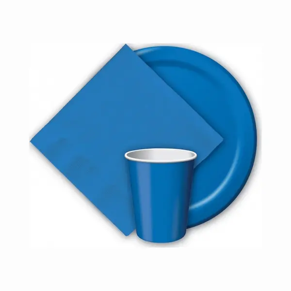 Feest Bekertjes Karton - Blauw - 8x Stuks - 256 Ml - Wegwerpbekertjes thumbnail