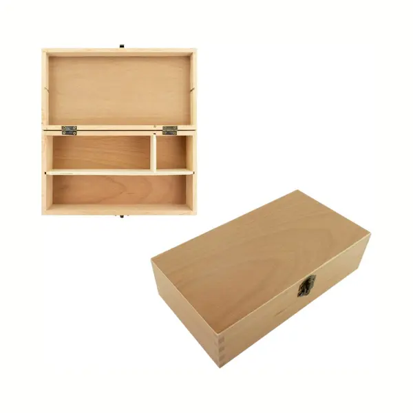 Kangaro Tekendoos - 3 Vaks Indeling - Hout - Opbergbox - 25 X 13 Cm thumbnail