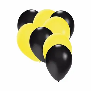 Shoppartners Party Ballonnen - Zwart En Geel - 30x Stuks - Feestartikelen - Versiering - 27 Cm