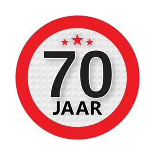 70 Jaar Leeftijd Sticker - Rond - Dia 9 Cm - 70 Jaar Verjaardag - Jubileum - Leeftijd Versiering