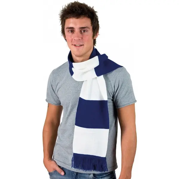 Result Gestreepte Sjaal Kobalt Blauw Met Wit thumbnail
