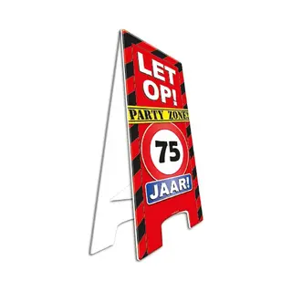 Paper dreams Waarschuwingsbord Verjaardag Versiering 75 Jaar - 58 Cm - Karton - Feestartikelen