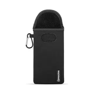 Universeel Telefoonhoesje Maat M (15 X 7 Cm) - MobyDefend Neopreen Pouch Met Karabijnhaak - Insteekhoesje - Riemlus Hoesje - Zwart - Gsm Hoesje