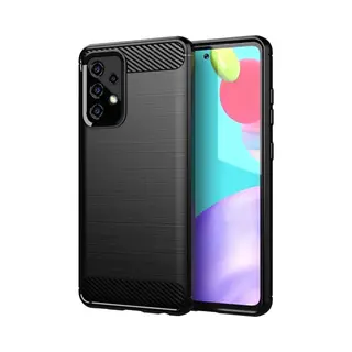 MobyDefend Hoesje - Geschikt Voor Samsung Galaxy A52 / A52s - Tpu Backcover - Geborstelde Metaal & Carbon-Look - Zwart