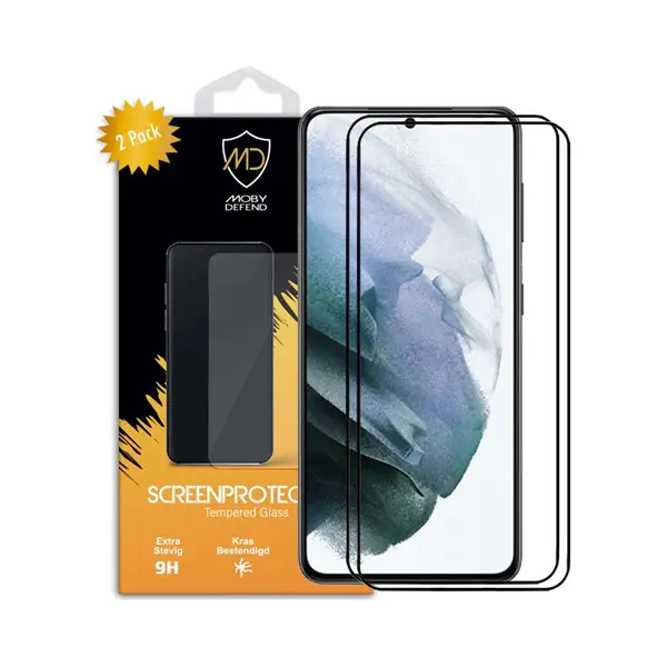 2-Pack MobyDefend Screenprotectors - Geschikt Voor Samsung Galaxy S21 - Screensavers Met Zwarte Randen - Gehard Glas thumbnail