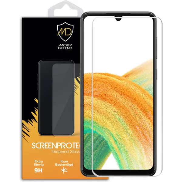MobyDefend Screenprotector - Geschikt Voor Samsung Galaxy A33 - Case-Friendly Screensaver - Gehard Glas thumbnail