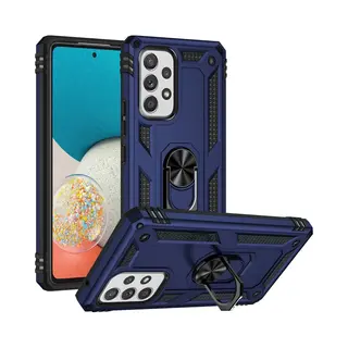 MobyDefend Hoesje - Geschikt Voor Samsung Galaxy A53 - Pantsercase Met Draaibare Ring - Blauw