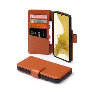 MobyDefend Hoesje - Geschikt Voor Samsung Galaxy S22 - Luxe Leren Wallet Bookcase - Lichtbruin