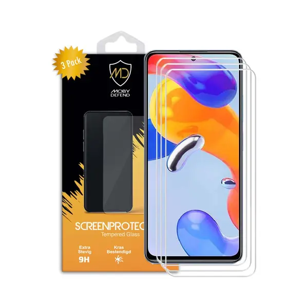 3-Pack MobyDefend Screenprotectors - Geschikt Voor Xiaomi Redmi Note 11 Pro / Note 11 Pro 5G / Note 11 Pro+ - Case-Friendly Screensavers - Gehard Glas thumbnail