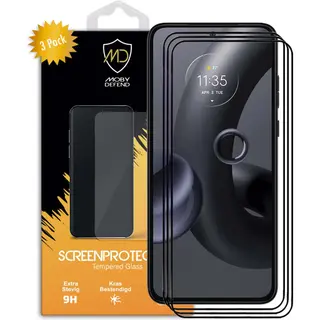 3-Pack MobyDefend Screenprotectors - Geschikt Voor Motorola Edge 30 Neo - Screensaver Met Zwarte Randen - Gehard Glas