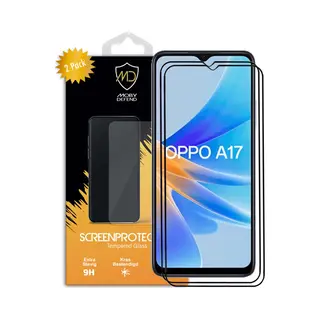 2-Pack MobyDefend Screenprotectors - Geschikt Voor Oppo A17 - Screensavers Met Zwarte Randen - Gehard Glas