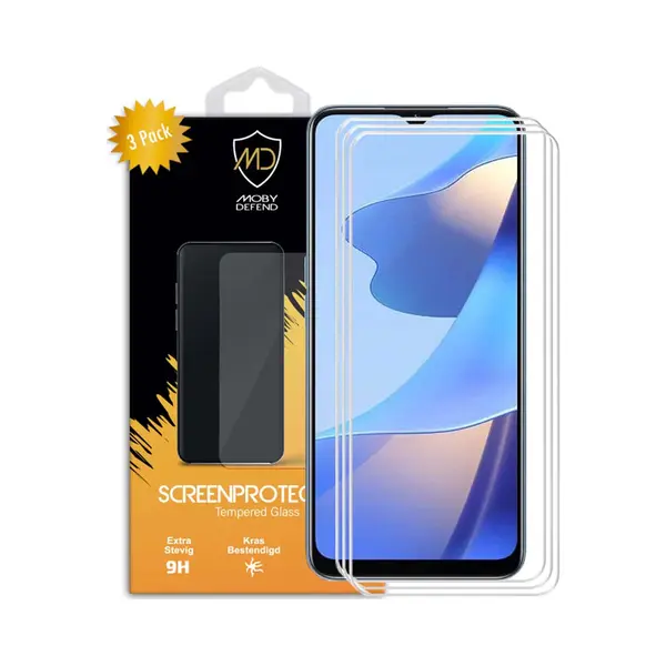 3-Pack MobyDefend Screenprotectors - Geschikt Voor Oppo A16 / A16s / A54s - Case-Friendly Screensavers - Gehard Glas thumbnail