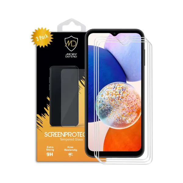 3-Pack MobyDefend Screenprotectors - Geschikt Voor Samsung Galaxy A14 - Case-Friendly Screensaver - Gehard Glas thumbnail