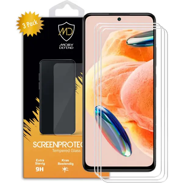 3-Pack MobyDefend Screenprotectors - Geschikt Voor Xiaomi Redmi Note 12 Pro 4G - Case-Friendly Screensavers - Gehard Glas thumbnail