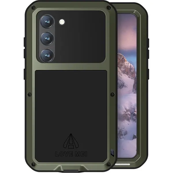 Love Mei Case Geschikt Voor Samsung Galaxy S23 - Metalen Extreme Protection Hoes - Groen thumbnail