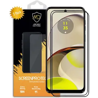 2-Pack MobyDefend Screenprotectors - Geschikt Voor Motorola Moto G14 - Screensaver Met Zwarte Randen - Gehard Glas