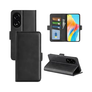 MobyDefend Hoesje - Geschikt Voor Oppo A78 (5G) - Luxe Wallet Book Case (Sluiting Zijkant) - Zwart