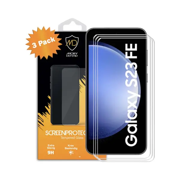 3-Pack MobyDefend Screenprotectors - Geschikt Voor Samsung Galaxy S23 Fe - Case-Friendly Screensavers - Gehard Glas thumbnail