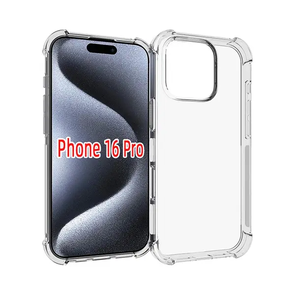 MobyDefend Hoesje - Geschikt Voor IPhone 16 Pro - Transparante Shockproof Tpu Backcover - Verstevigde Hoeken - Volledig Doorzichtig thumbnail