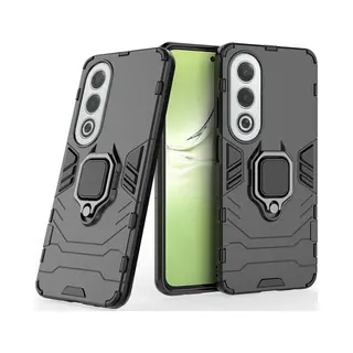 MobyDefend Hoesje - Geschikt Voor Oppo A80 5G - Dubbelgelaagde Pantsercase Met Standaard - Zwart