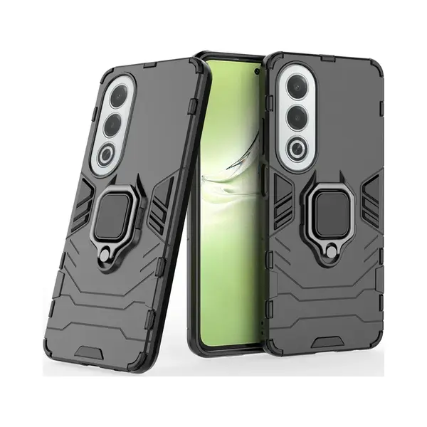 MobyDefend Hoesje - Geschikt Voor Oppo A80 5G - Dubbelgelaagde Pantsercase Met Standaard - Zwart thumbnail