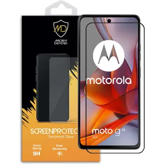MobyDefend Screenprotector - Geschikt Voor Motorola Moto G75 - Screensaver Met Zwarte Randen - Gehard Glas