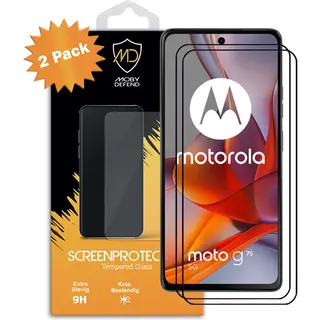 2-Pack MobyDefend Screenprotectors - Geschikt Voor Motorola Moto G75 - Screensavers Met Zwarte Randen - Gehard Glas