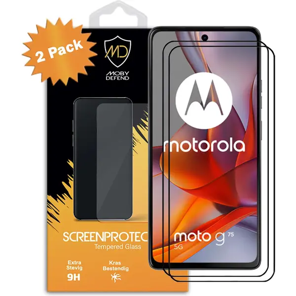 2-Pack MobyDefend Screenprotectors - Geschikt Voor Motorola Moto G75 - Screensavers Met Zwarte Randen - Gehard Glas thumbnail