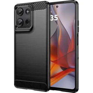 MobyDefend Hoesje - Geschikt Voor Samsung Galaxy A16 - Tpu Backcover - Geborstelde Metaal & Carbon-Look - Zwart