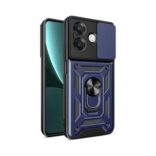 MobyDefend Hoesje - Geschikt Voor Oppo A60 5G / Oppo A40 / Oppo A40m - Pantsercase Met Draaibare Ring - Blauw