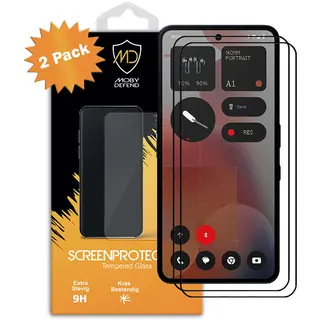 2-Pack MobyDefend Screenprotectors - Geschikt Voor Nothing Phone (3a) Pro - Screensavers Met Zwarte Randen - Gehard Glas