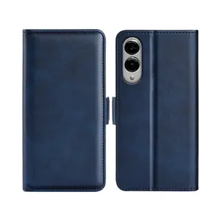 MobyDefend Hoesje - Geschikt Voor Samsung Galaxy S25 Edge - Luxe Wallet Book Case (Sluiting Zijkant) - Blauw