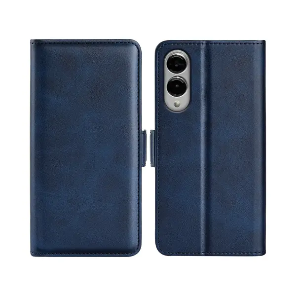 MobyDefend Hoesje - Geschikt Voor Samsung Galaxy S25 Edge - Luxe Wallet Book Case (Sluiting Zijkant) - Blauw thumbnail