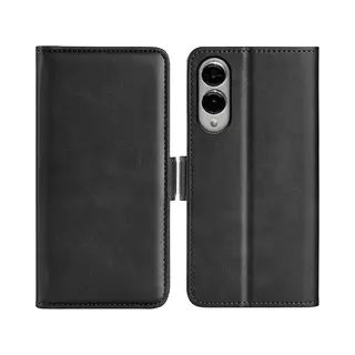 MobyDefend Hoesje - Geschikt Voor Samsung Galaxy S25 Edge - Luxe Wallet Book Case (Sluiting Zijkant) - Zwart