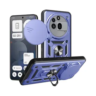 MobyDefend Hoesje - Geschikt Voor Nothing Phone (3a) Pro - Pantsercase Met Draaibare Ring - Blauw