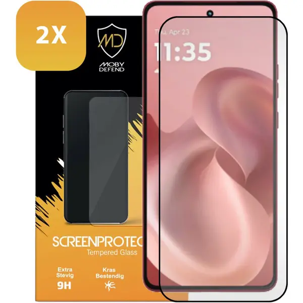 2-Pack MobyDefend Screenprotectors - Geschikt Voor Motorola Moto G86 - Screensavers Met Zwarte Randen - Gehard Glas thumbnail